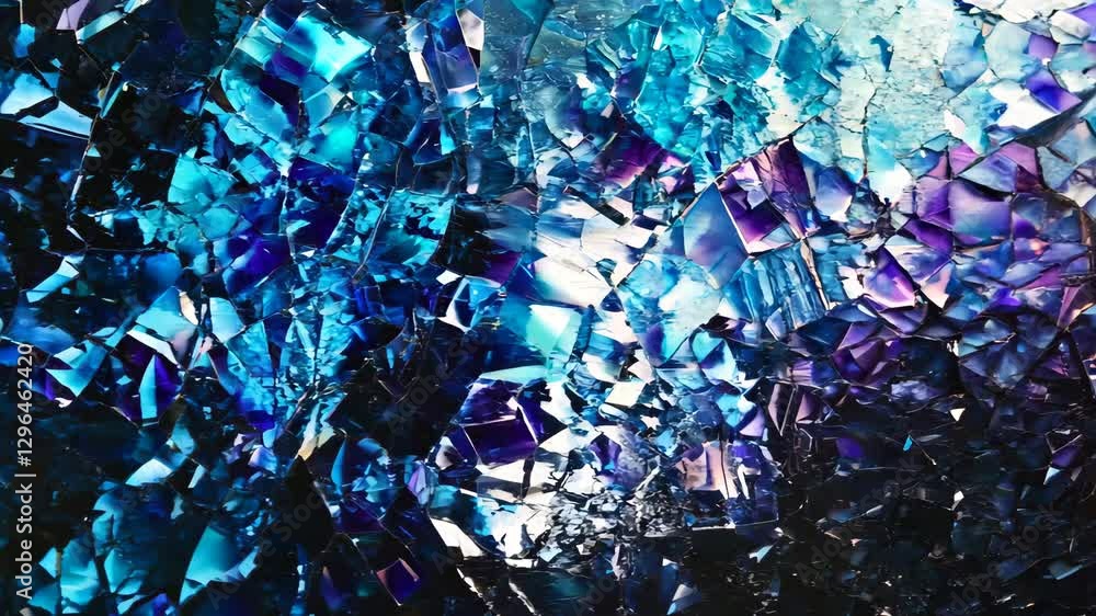 A vibrant abstract composition featuring a textured mosaic of shattered glass or painted tiles in deep blue, teal, and purple hues. The intricate geometric patterns and reflective surfaces A vibrant abstract composition featuring a textured mosaic of shattered glass or painted tiles in deep blue, teal, and purple hues. The intricate geometric patterns and reflective surfaces