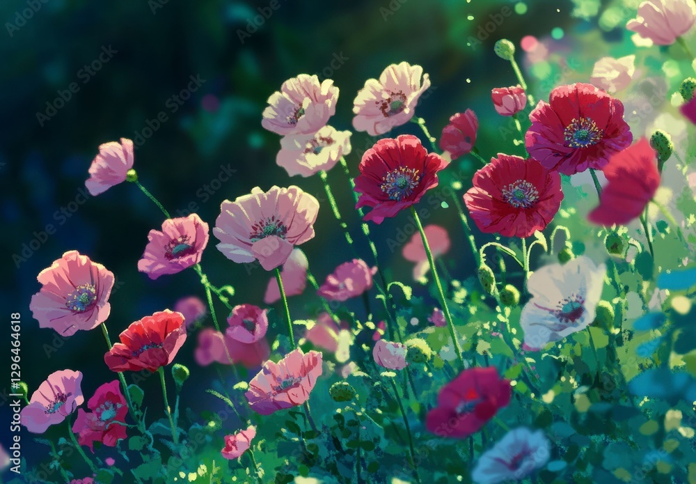 Vibrant Poppy Flowers in Bloom on a Bright Spring Day Vibrant Poppy Flowers in Bloom on a Bright Spring Day