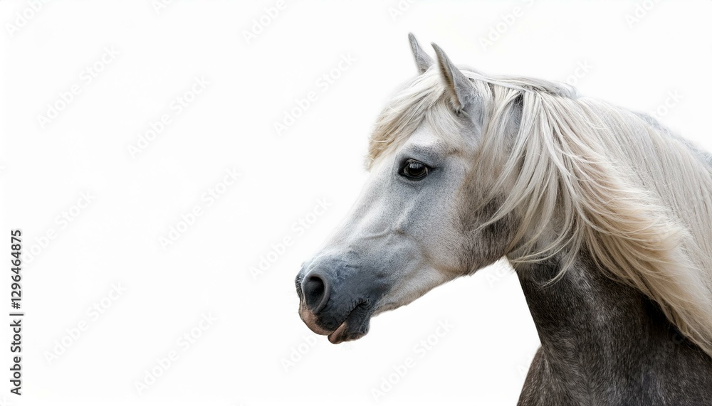 Obraz premium pegasus side view portrait on plain white background