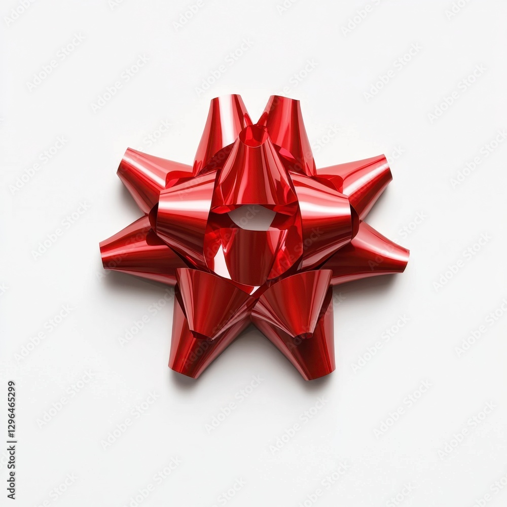 Bright Red Gift Bow on White Background for Holiday Celebrations Bright Red Gift Bow on White Background for Holiday Celebrations
