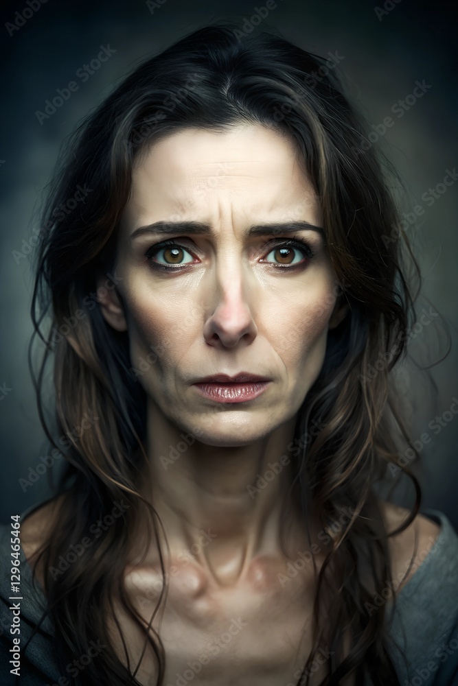Whispers of Desperation: Haunting Portrait of a Woman in Moonlit Fragility Whispers of Desperation: Haunting Portrait of a Woman in Moonlit Fragility