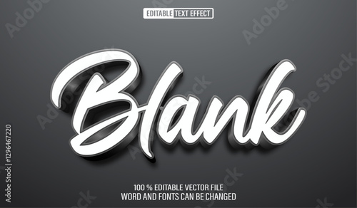 Editable 3d text style effect - Black Script text effect Template