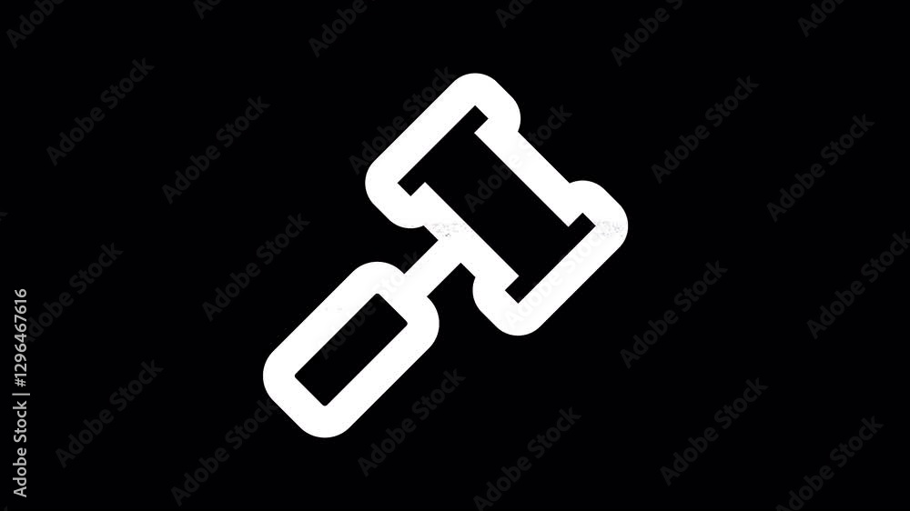 Icon gavel is distorted. Glitch. Noise, chromatic aberration, geometric distortion. Transparent background, looped. In-Out looped. Alpha BW at the end Icon gavel is distorted. Glitch. Noise, chromatic aberration, geometric distortion. Transparent background, looped. In-Out looped. Alpha BW at the end
