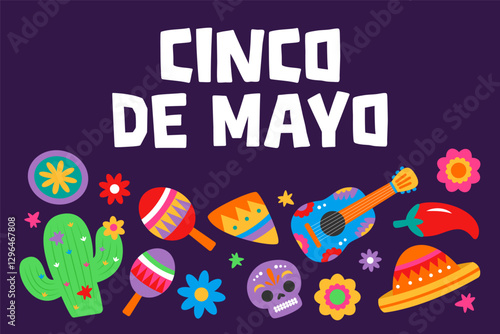 Cinco de Mayo Poster Horizontal Banner Background 