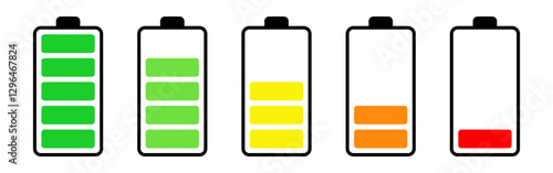 Vector isolated Battery icon set in color