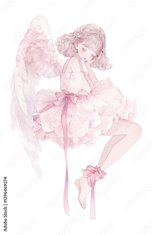 PNG Coquette angel illustration pastel ribbon. PNG Coquette angel illustration pastel ribbon.