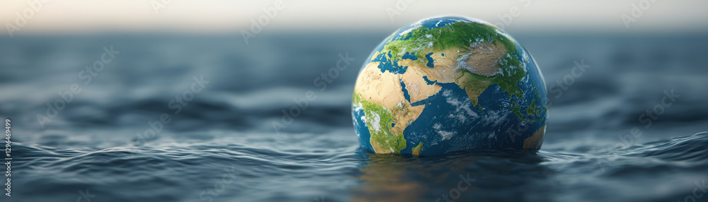 Fototapeta premium A beautiful depiction of Earth floating in water, highlighting its natural beauty.