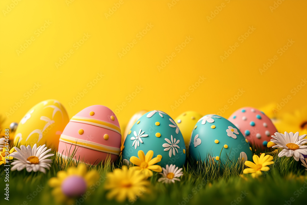 a beautiful easter illustration on a colorful and captivating background, with chocolates, rabbits and sweets a beautiful easter illustration on a colorful and captivating background, with chocolates, rabbits and sweets