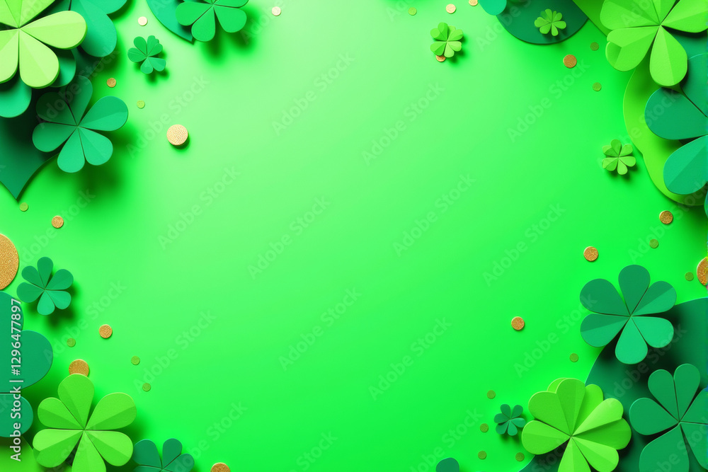 A vibrant St. Patrick’s Day-themed background featuring lush green clovers, Irish culture, and good luck concepts. Ideal for use in greeting cards, banners, and festive designs.. A vibrant St. Patrick’s Day-themed background featuring lush green clovers, Irish culture, and good luck concepts. Ideal for use in greeting cards, banners, and festive designs..