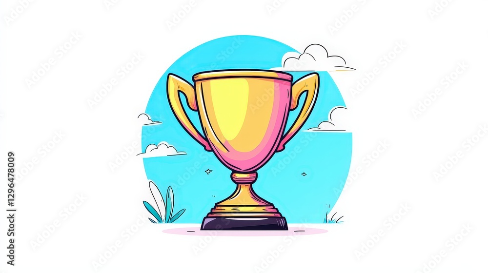 A cartoon illustration of a trophy surrounded by a blue background A cartoon illustration of a trophy surrounded by a blue background
