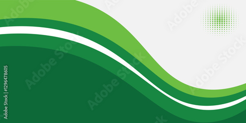 Abstract White and green wave wide banner background