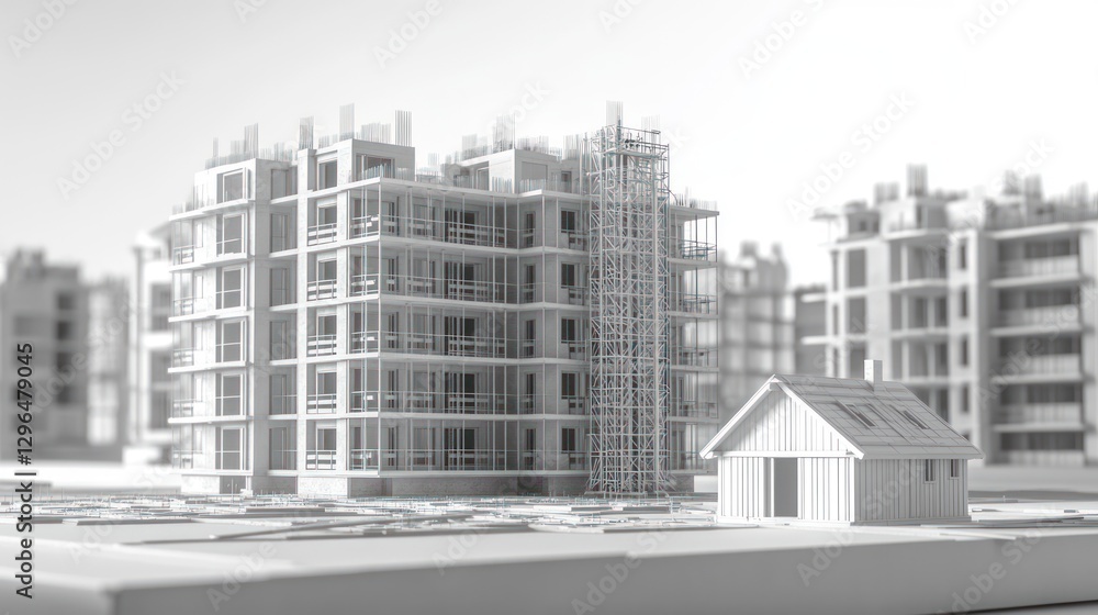 Fototapeta premium Cityscape building construction progress