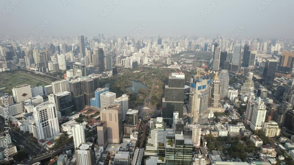 4K Aerial View of central business district bangkok Thailand 4K Aerial View of central business district bangkok Thailand
