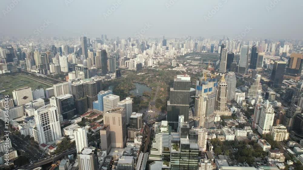 4K Aerial View of central business district bangkok Thailand 4K Aerial View of central business district bangkok Thailand