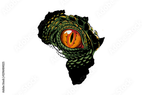silhouette illustration of the African continent with predatory eyes