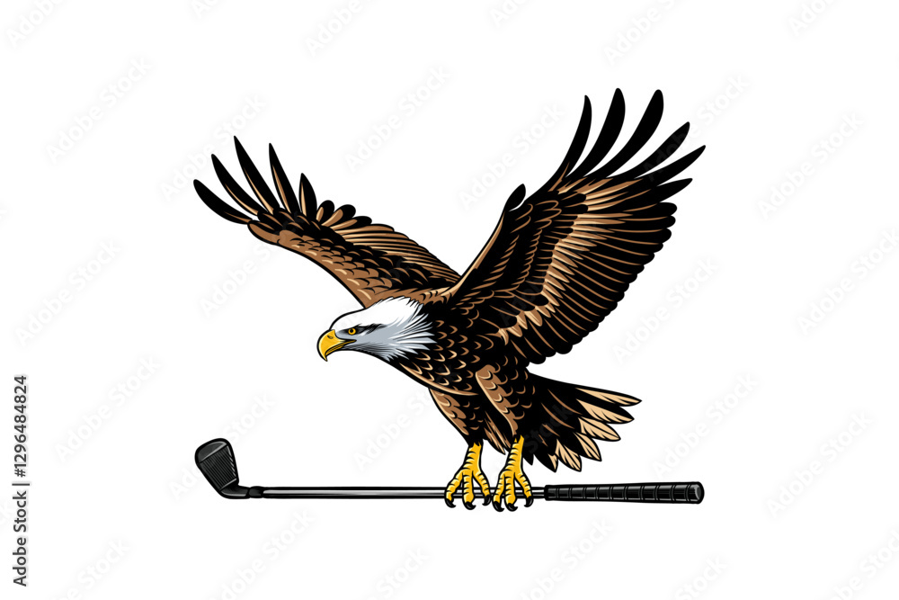 Ταπετσαρία illustration of an eagle flying carrying a golf club