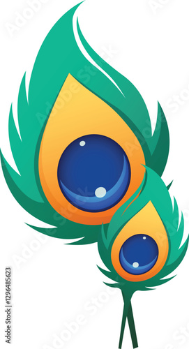 Peacock Feather Vector Illustration, Colorful Decorative Design Element 