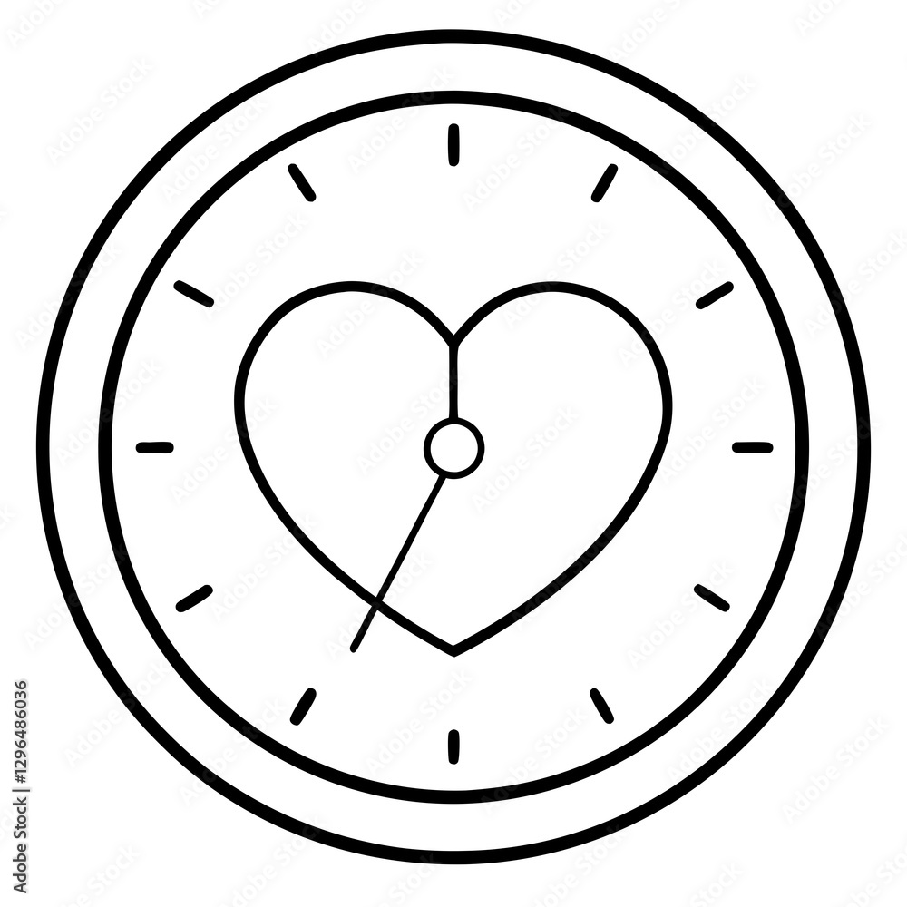 Delicate Clock Line Art with a Heart Touch Delicate Clock Line Art with a Heart Touch