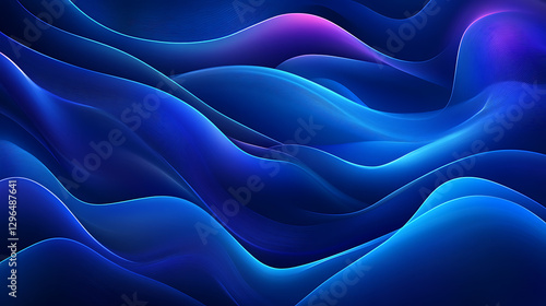 Blue background with blurry waves and abstract lighting effects, computer desktop wallpaper 4K high-definition image1