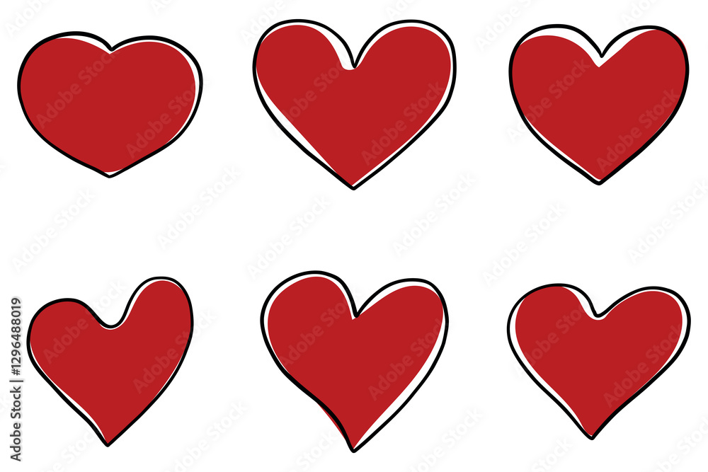 A red heart with abstract, overlapping lines set A red heart with abstract, overlapping lines set