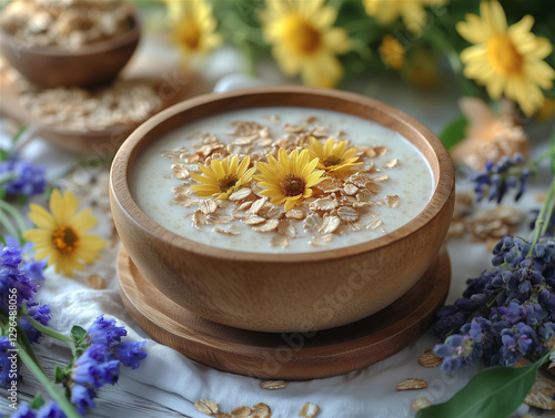 Tasty sweet cereal and milk food photography photo