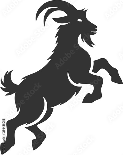 Goat doing a little hop with all four hooves in the air animal silhouette vector