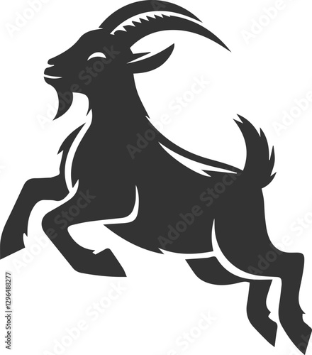 Goat doing a little hop with all four hooves in the air animal silhouette vector