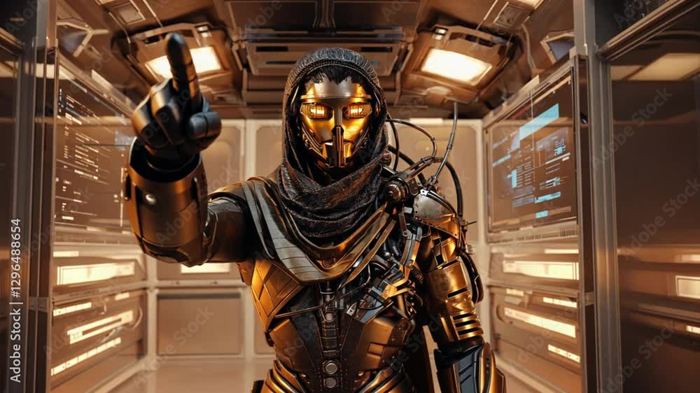 Futuristic Cybernetic Being in a High-Tech Environment Futuristic Cybernetic Being in a High-Tech Environment