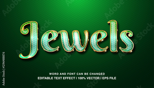 Text effect shiny jewels green glossy