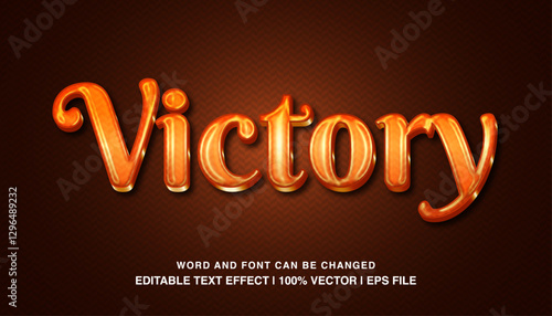 Text effect victory orange glossy