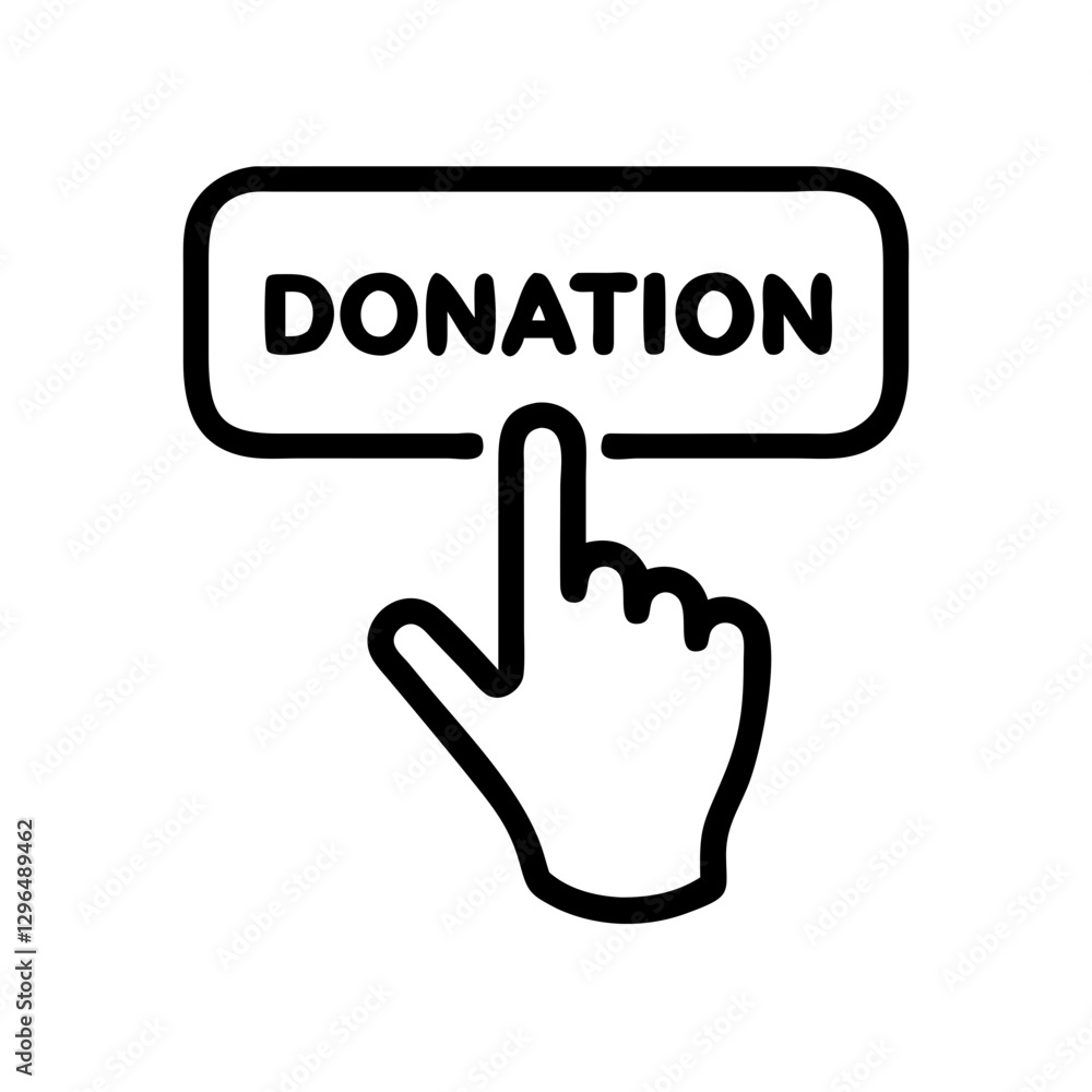 Hand pressing donation button for charity concept on transparent background Hand pressing donation button for charity concept on transparent background