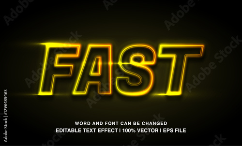 text effect fast neon yellow typeface