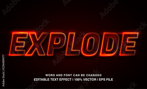 text effect explode neon red typeface