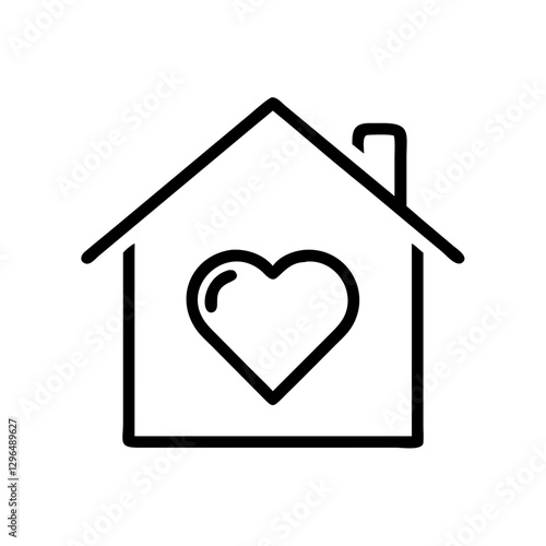 House with heart illustration for charity concept on transparent background