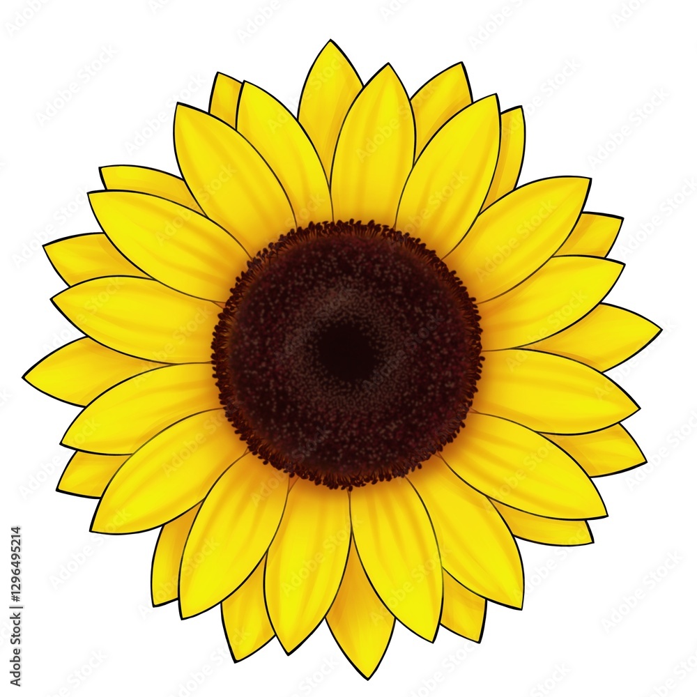 digital drawing of a sunflower on a white background digital drawing of a sunflower on a white background