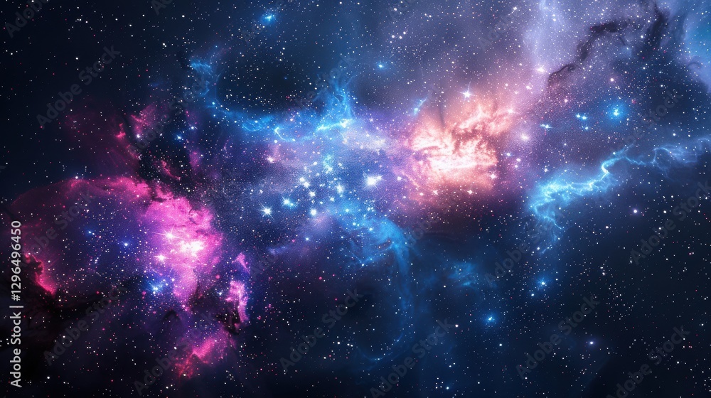 Vibrant Cosmic Nebula with Stars and Colorful Gas Clouds in Space Vibrant Cosmic Nebula with Stars and Colorful Gas Clouds in Space