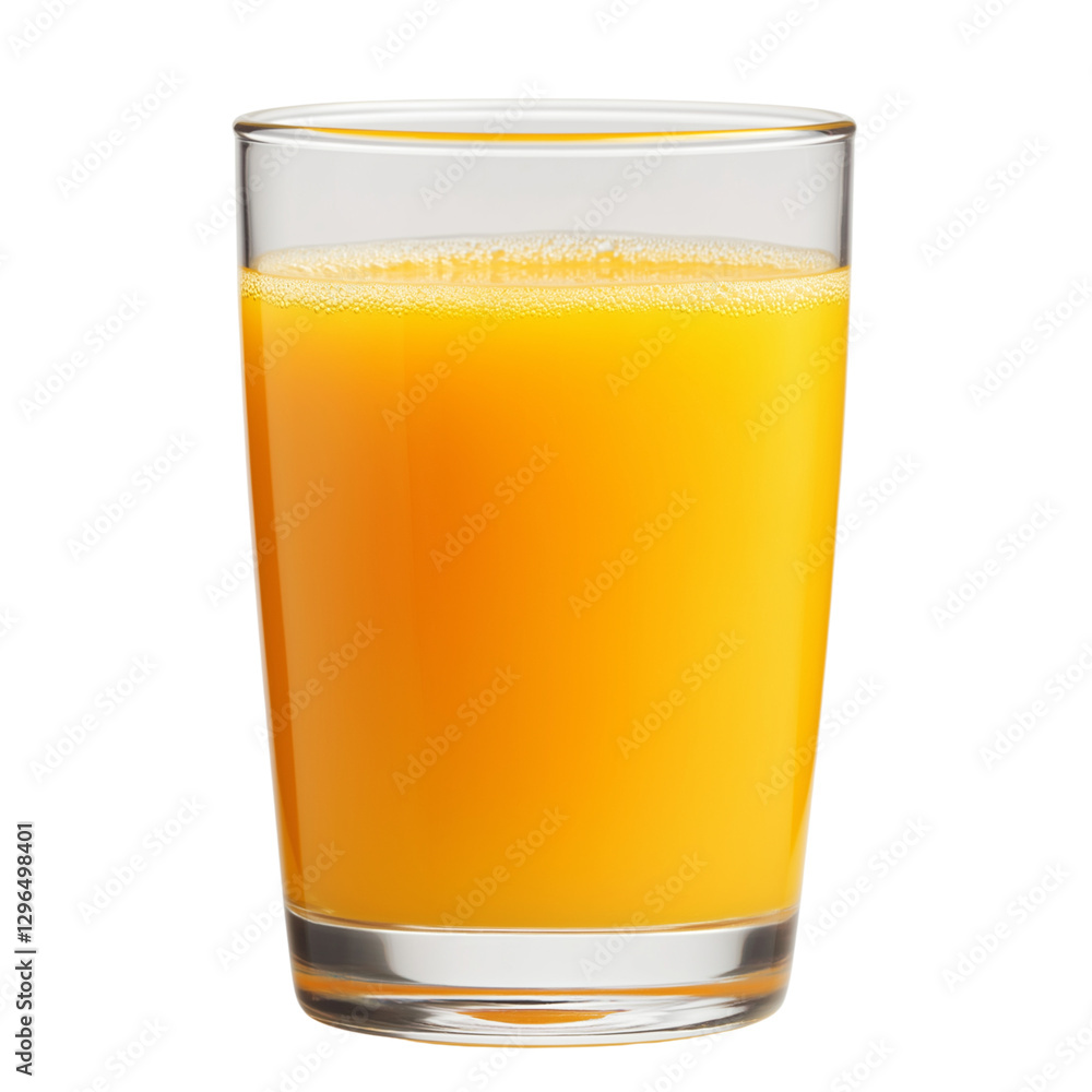 Clear glass filled with orange juice on a transparent background. Clear glass filled with orange juice on a transparent background.