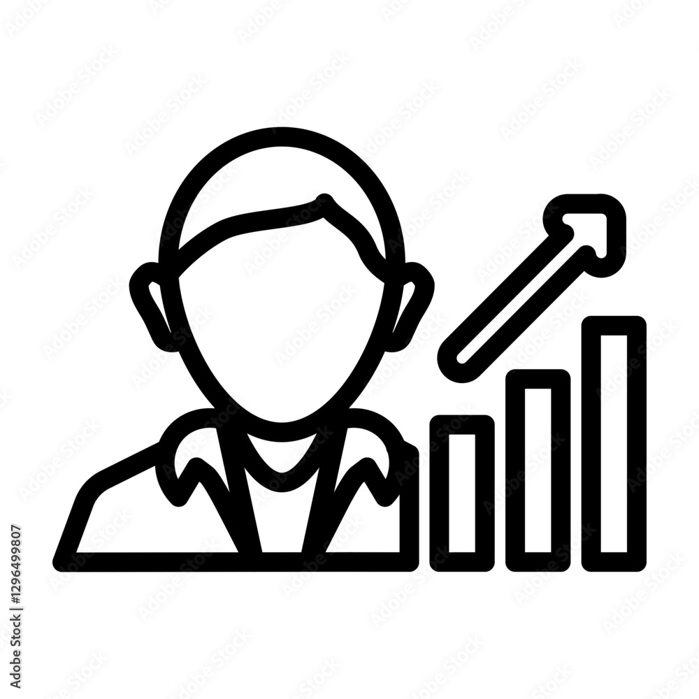 Customer Growth Vector Line Icon Design Customer Growth Vector Line Icon Design
