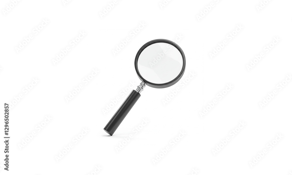 Ultra-realistic 3D Render of a Magnifying Glass Icon on Pure White Background Ultra-realistic 3D Render of a Magnifying Glass Icon on Pure White Background