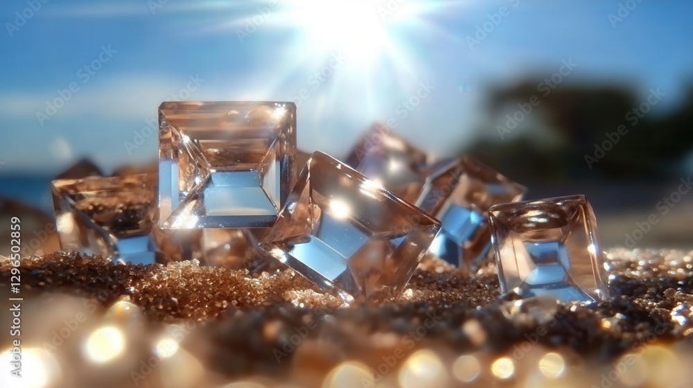Crystal formations on the beach with sunlight. Crystal formations on the beach with sunlight.