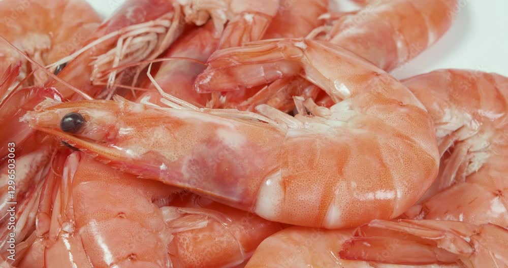Boiled Shrimp with Shell Intact Rotating Background. Cooked Seafood Prawns with Heads and Tails. Preparing Healthy Sea Food, Cooking, Diet, Nutrition Concept. Macro Shot Boiled Shrimp with Shell Intact Rotating Background. Cooked Seafood Prawns with Heads and Tails. Preparing Healthy Sea Food, Cooking, Diet, Nutrition Concept. Macro Shot