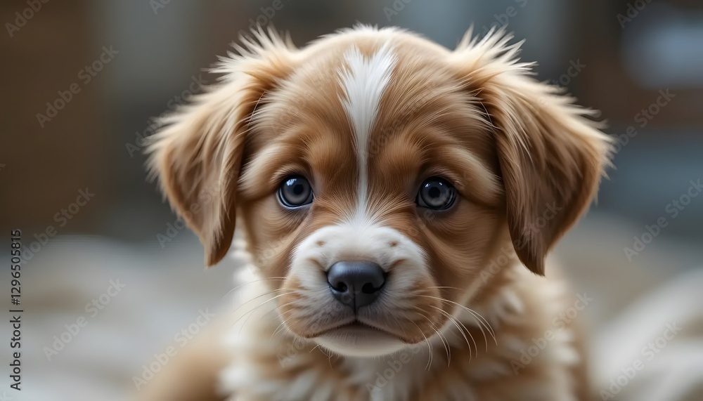 Adorable Brown and White Puppy Dog Portrait with Sad Eyes Adorable Brown and White Puppy Dog Portrait with Sad Eyes