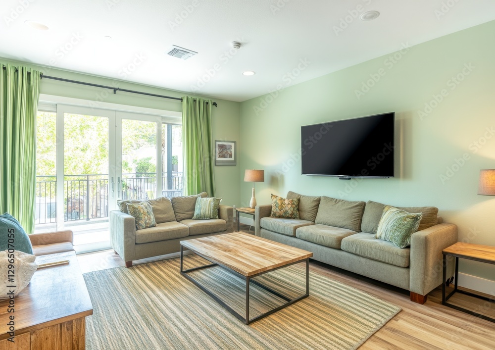 Cozy Living Room with Green Accents and Modern Decor Elements Cozy Living Room with Green Accents and Modern Decor Elements