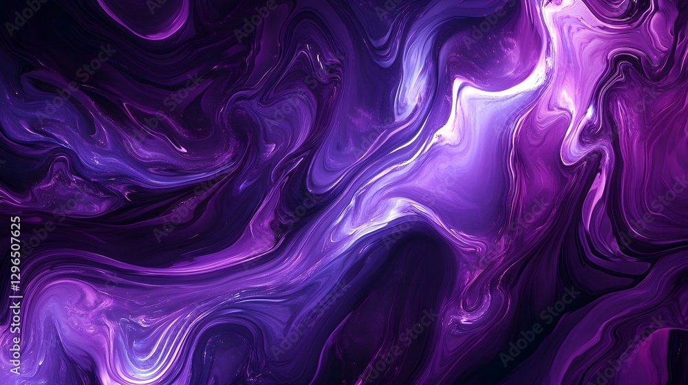 Fototapeta premium Abstract fluid liquid marble texture with purple and pink neon colors, dark background