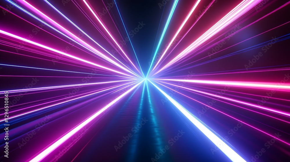 Abstract neon background with glowing lines and a glow effect on a black backdrop. Vector illustration of a retro laser light in blue, pink, and purple colors for a party poster or night club banner Abstract neon background with glowing lines and a glow effect on a black backdrop. Vector illustration of a retro laser light in blue, pink, and purple colors for a party poster or night club banner