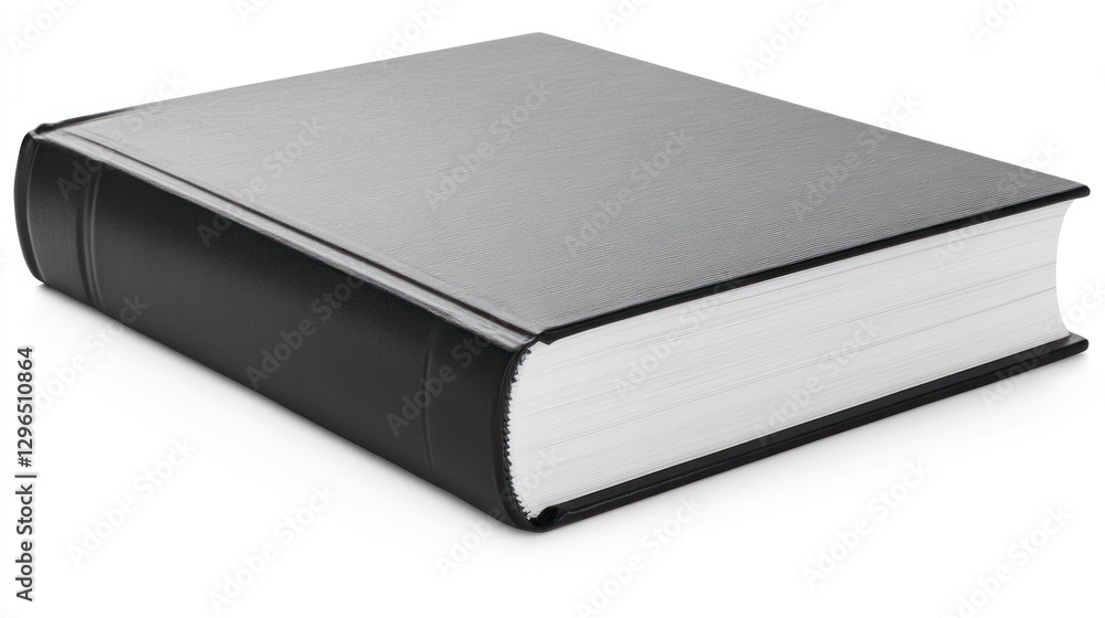 Thick black hardcover book isolated on white. Thick black hardcover book isolated on white.