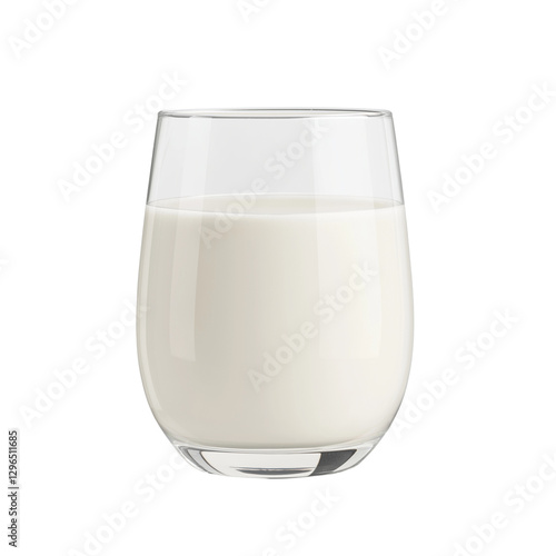 Clear glass filled with milk on a transparent background.