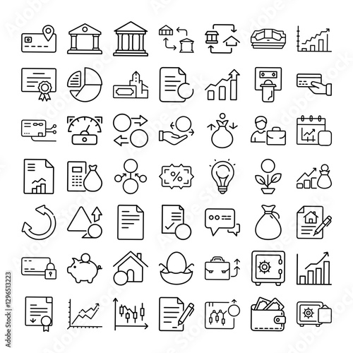 Financial Icons Banking, Investment, Growth, and Money Management