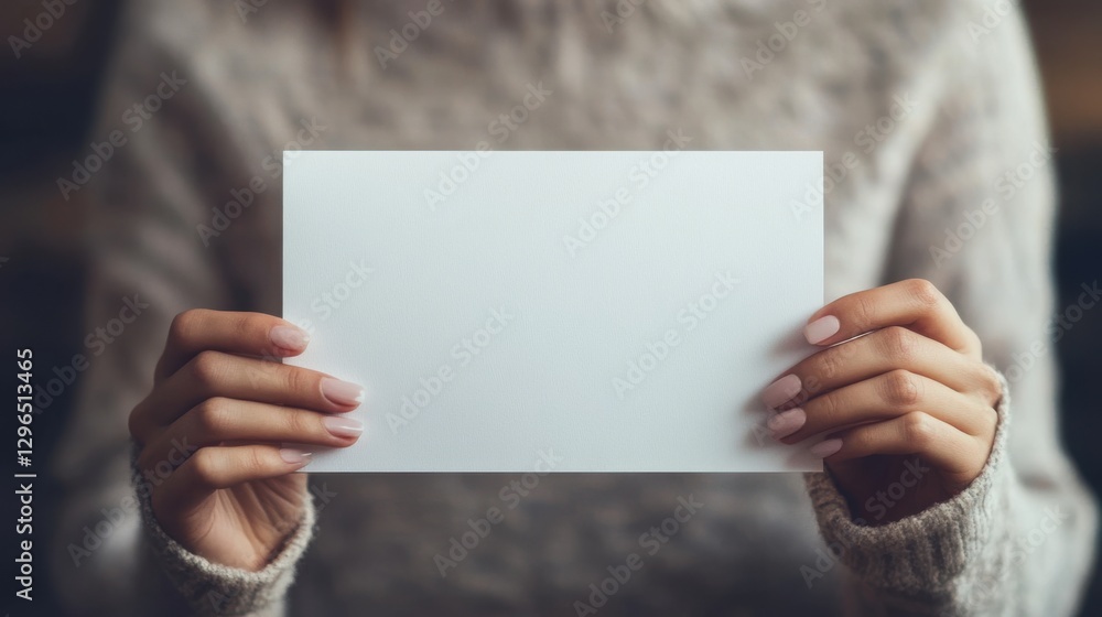 Woman's holding a blank piece of paper Woman's holding a blank piece of paper