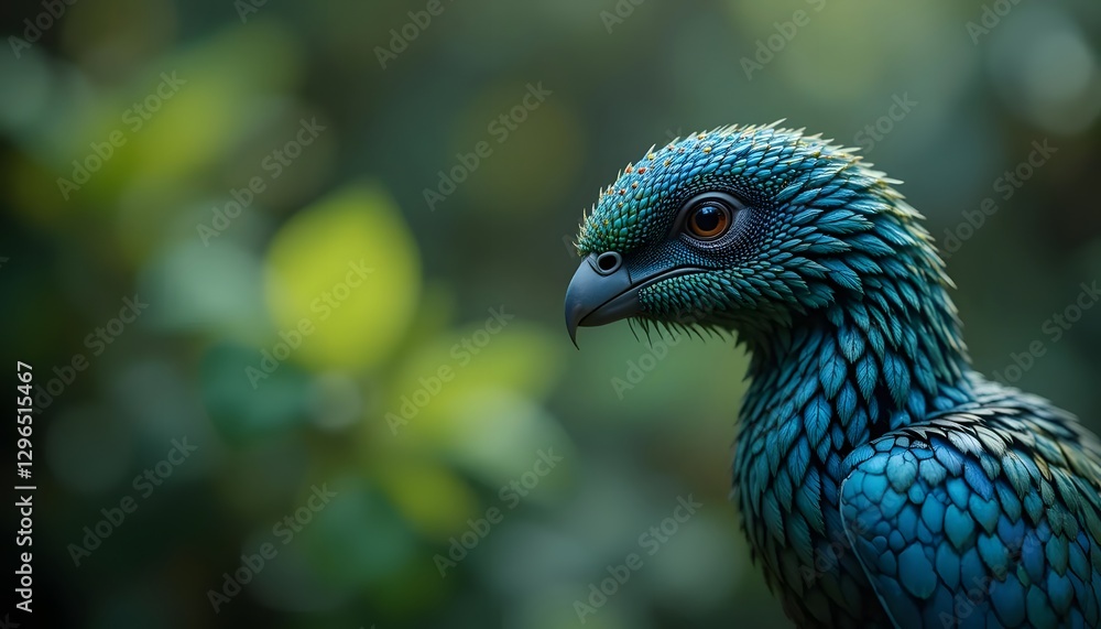 Obraz premium Portrait of a Striking Iridescent Bird in a Lush Natural Environment